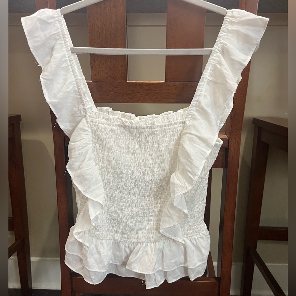 White Ruffle Top